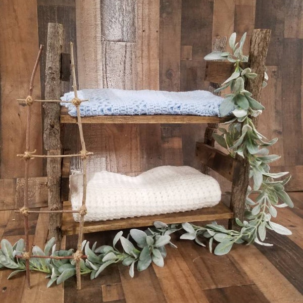 NEWBORN BUNK BED, Twin bed photo prop wooden infant props,toddler photography props, handmade photo props,natural wood newborn prop