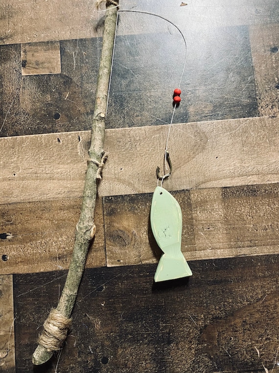 LITTLE FISHING SET Tiny Fishing Pole Settiny Wood Fish Etsy
