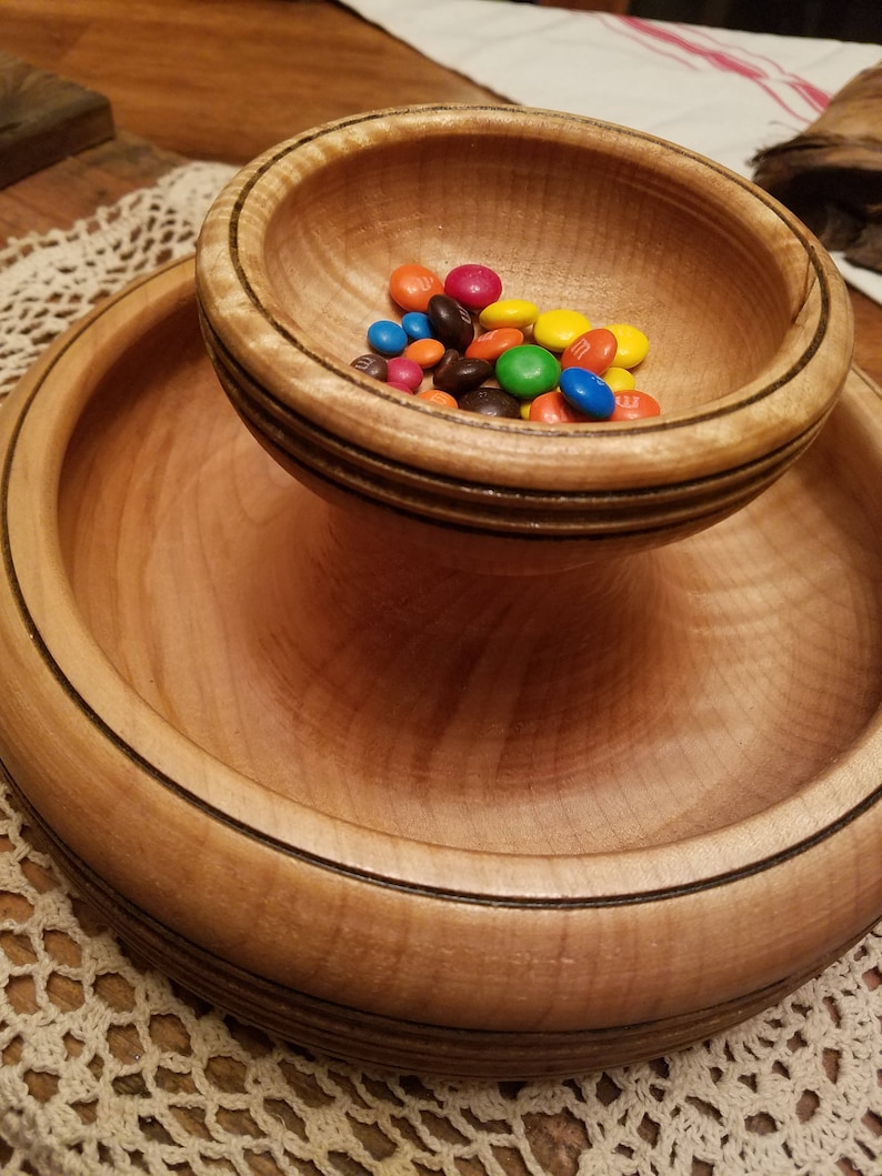 Chip and Dip Wood Bowl Turned Bowlhandcrafted Bowl Wood Etsy