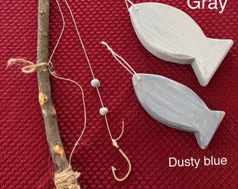 Rustic Wood Fishing Pole & Fish Set: Outdoor Photo Prop - Etsy
