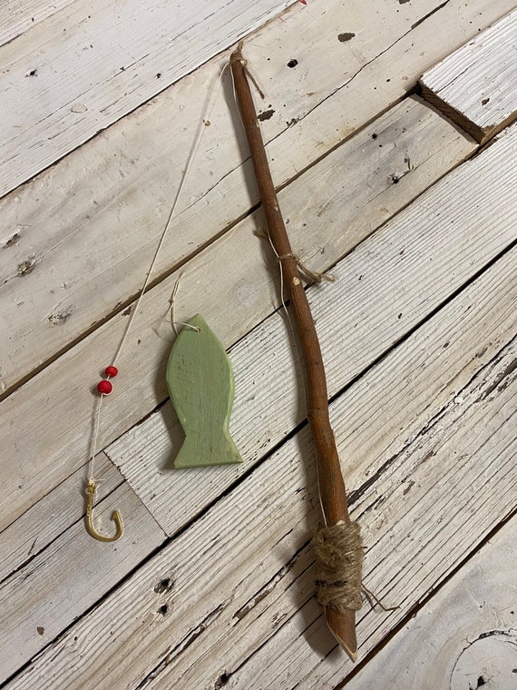 LITTLE FISHING SET, Tiny Fishing Pole Set,tiny Wood Fish Prop