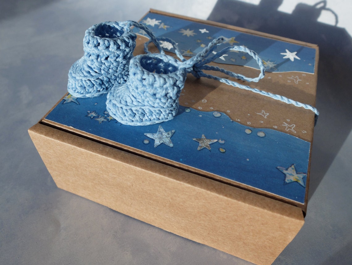 Baby Boy Gift Box Blue Baby Shower Favors Box Tiny Blue Etsy