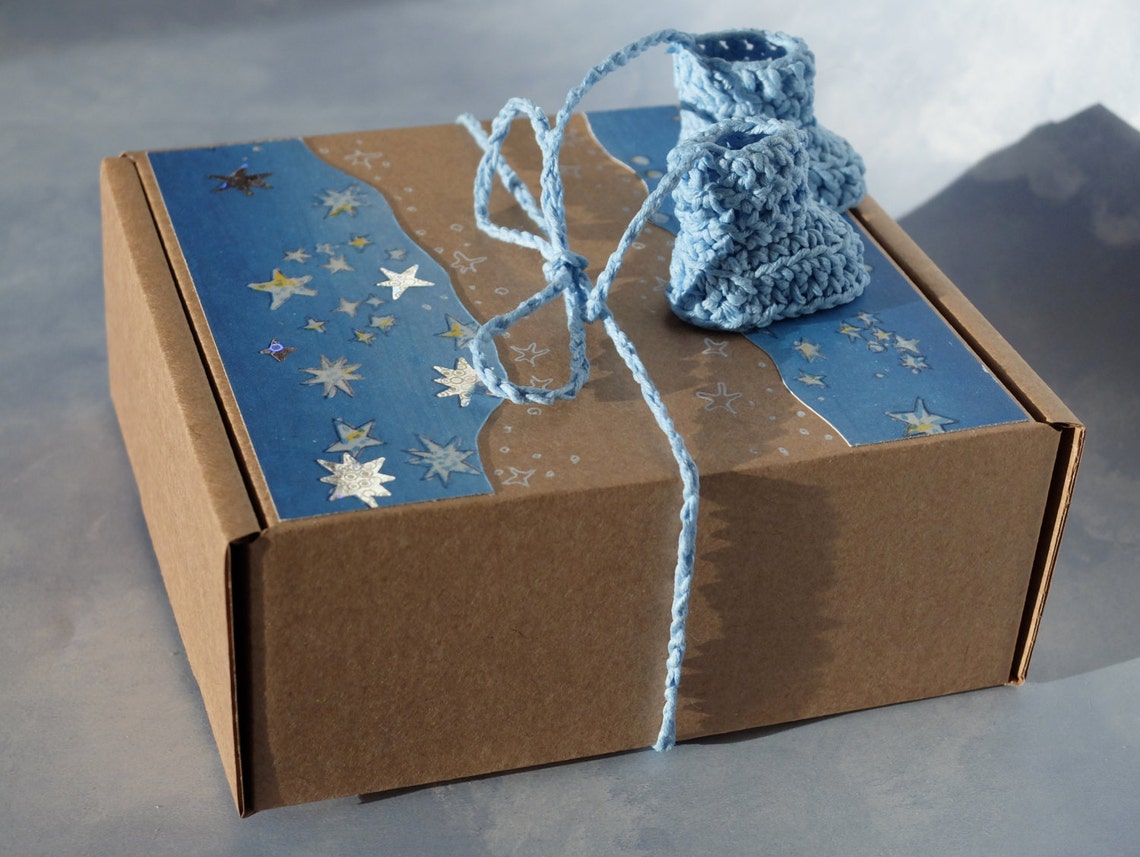 Baby Boy Gift Box Blue Baby Shower Favors Box Tiny Blue Etsy