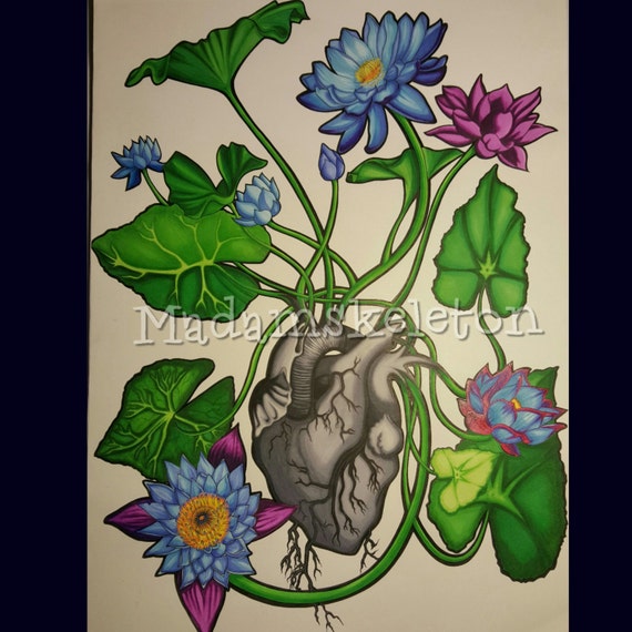 Lotus Heart Print Etsy