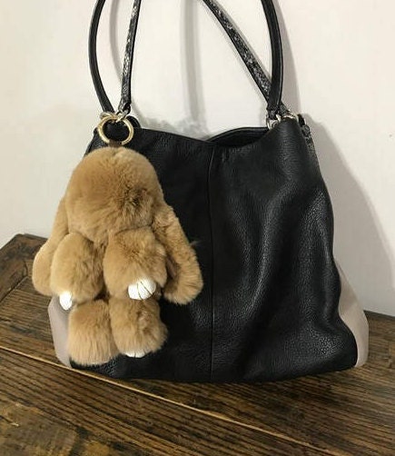 The Fabulous Planner Fluffy Bunny Keychain Light Brown