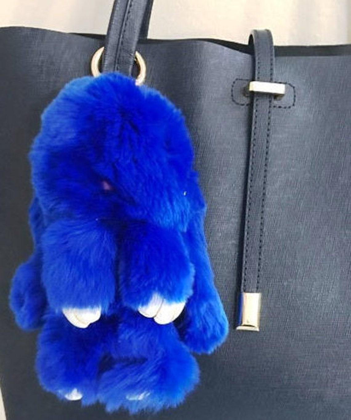 Fur Bunny Keychain. Blue Charm Soft and Fluffy.free SHIPPING Etsy