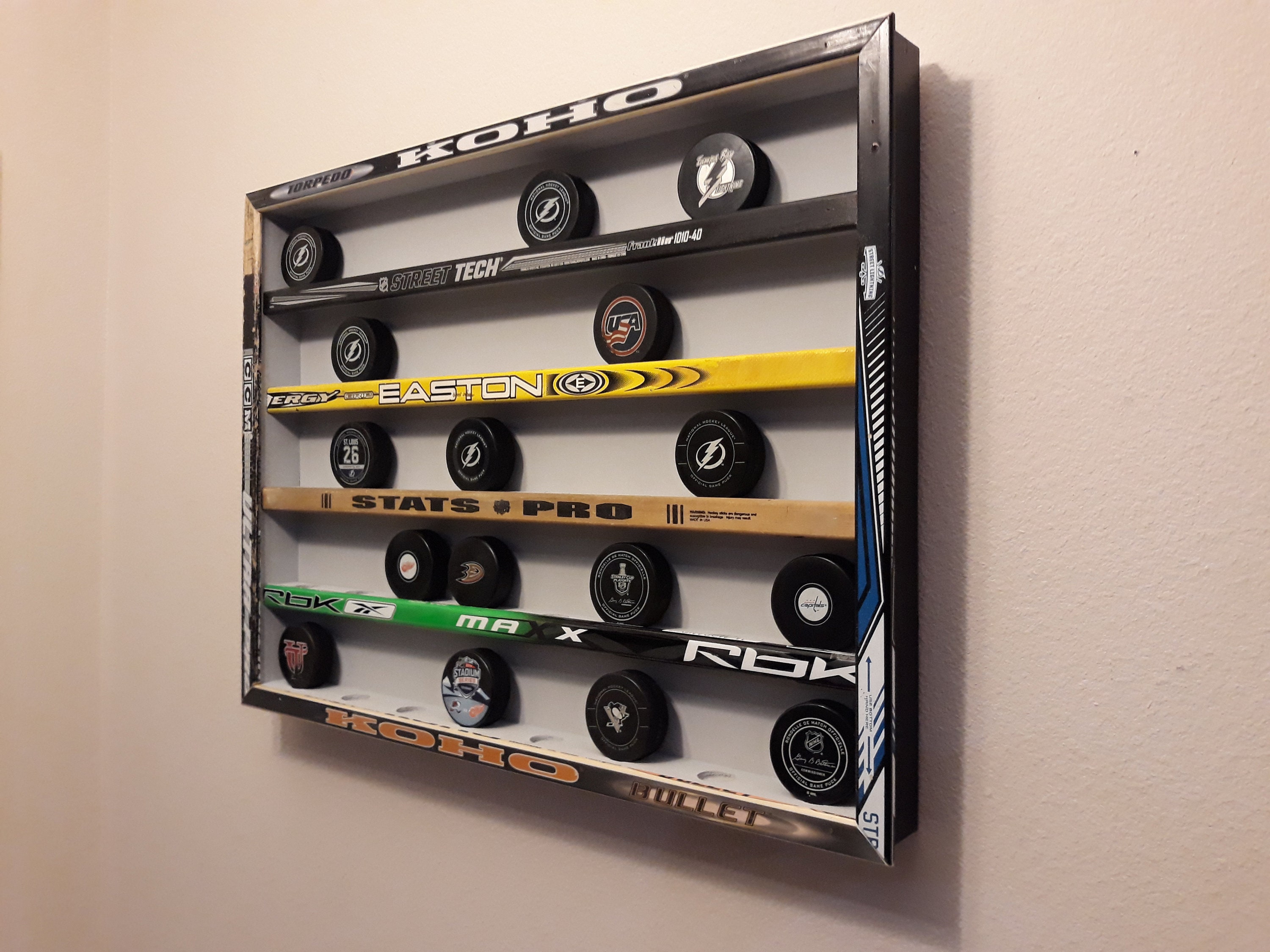 Hockey Puck Display Case holds 40 Pucks Hockey Sticks Etsy