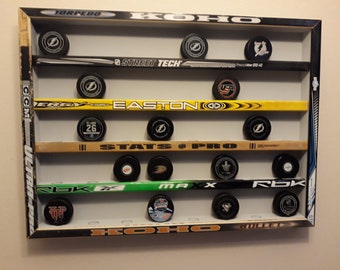 Hockey Puck Display 40 Pucks (hockey sticks, Hockey room decor, hockey player gift, puck shelf, hockey gift, hockey coach gift)