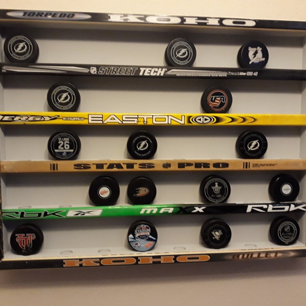 Hockey Puck Display 40 Pucks (hockey sticks, Hockey room decor, hockey player gift, puck shelf, hockey gift, hockey coach gift)