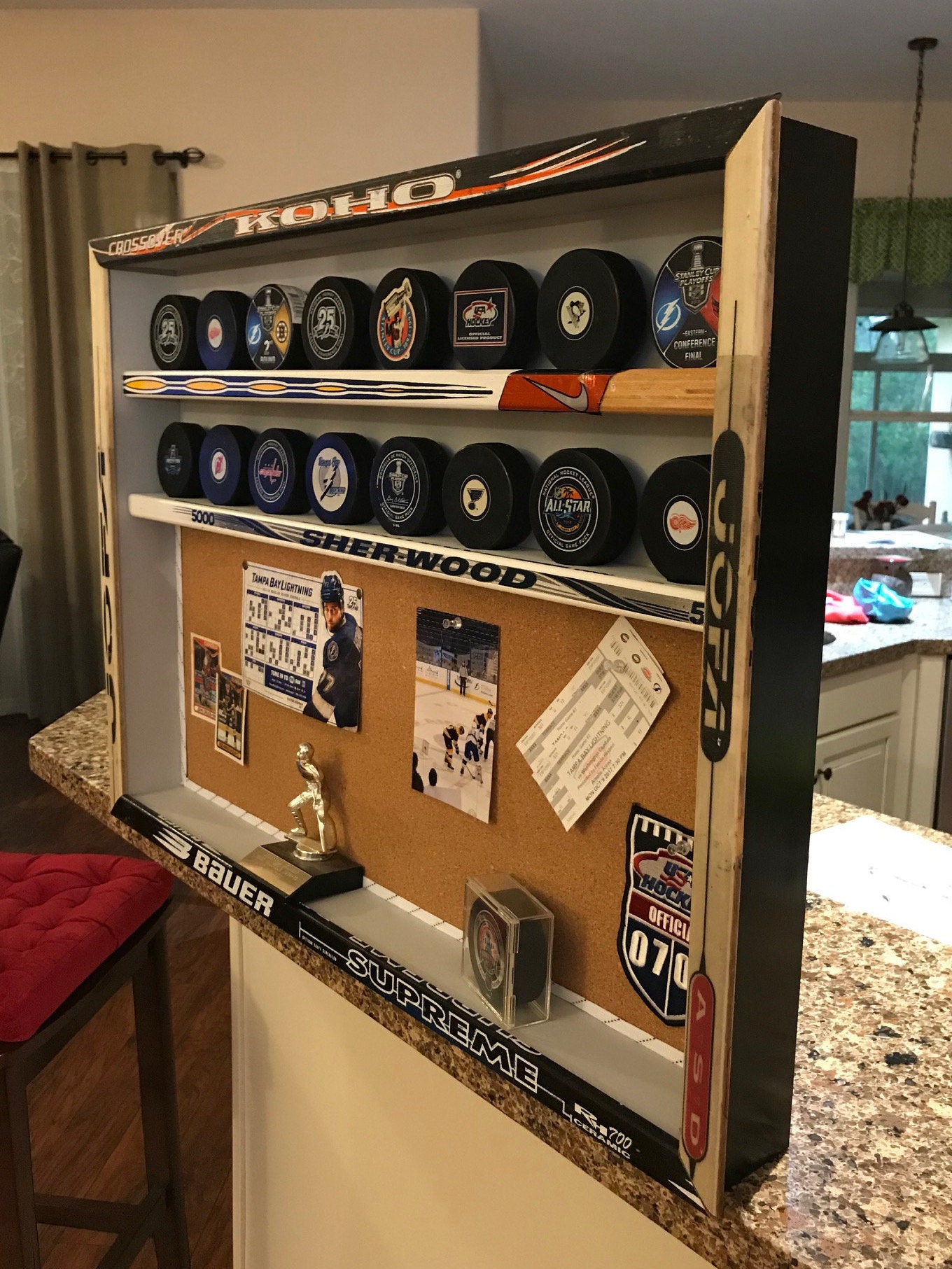 Hockey Puck Display W/display Area hockey Room Decor Hockey Etsy