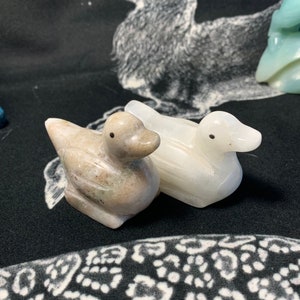 Pair of White Quartz Birds, Natural Crystal Carvings