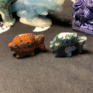 Pair of Fish Crystal Carvings, Natural Material