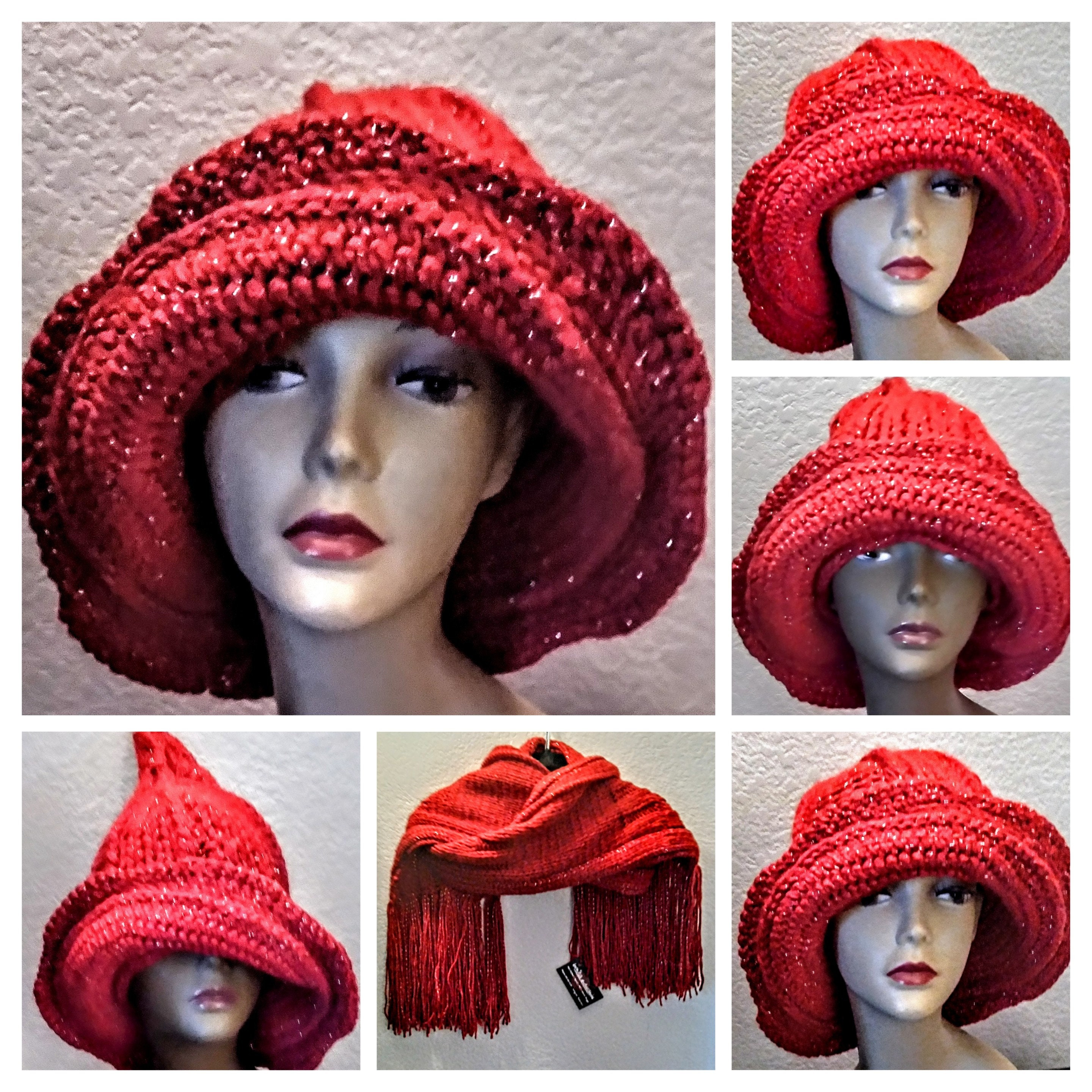 NWT Novelty Cashmere Blend Wide Brim Winter Hat With Bling!!! display picture 3
