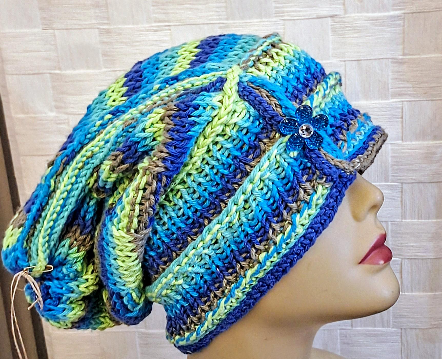NWT BoKnitArt\'s Hattitudes Cotton Slouch Beanie Nayt Slouchy Rasta Baggie Cotton Beanie Visor Cap Knit Hat  main image 4