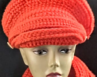 Embossed Crochet Newsboy Cap