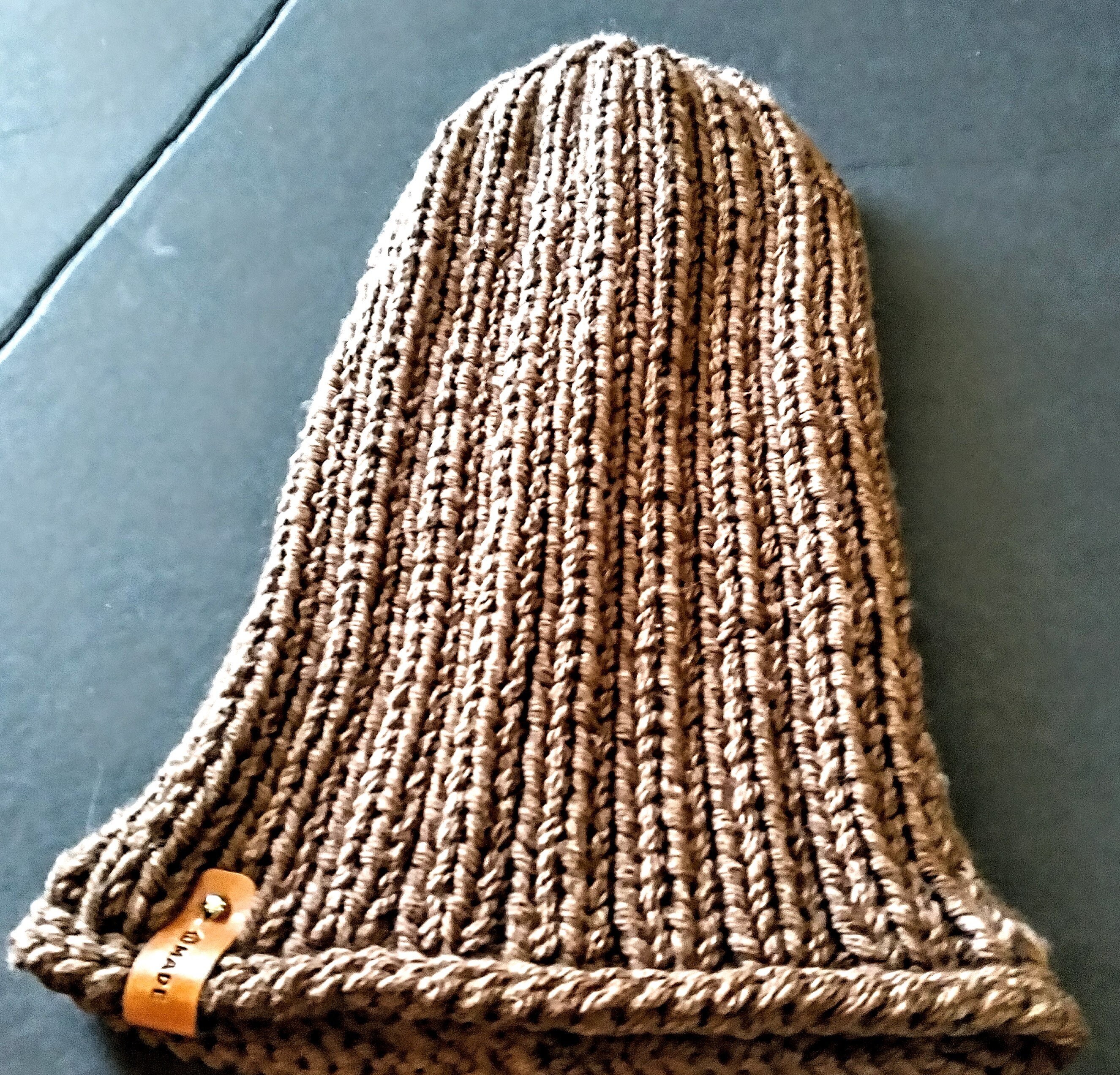 NWT Convertible Hand Knitted Beanies With Faux Leather Tags. Standard No Sew Personalized Faux Leather Tags 3 main image 3
