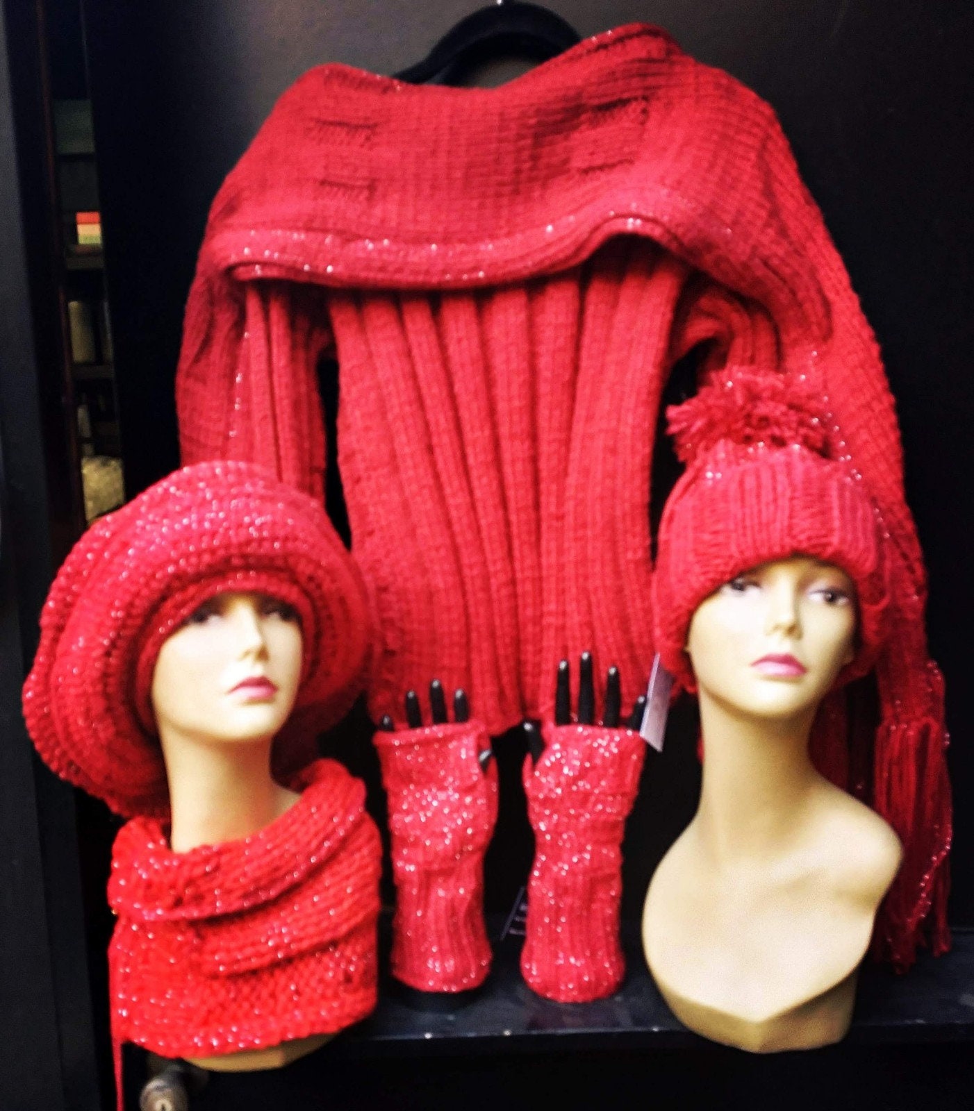 NWT Novelty Cashmere Blend Wide Brim Winter Hat With Bling!!! K/Signature rhinestone beanie | Black | Women | KARL  main image 4