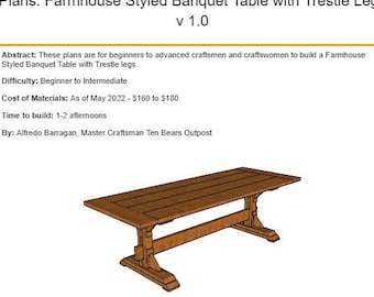DIY Plans - Farmhouse Banquet Table with Trestle Legs