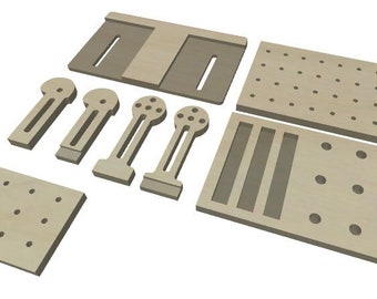 Hold down tool set with bit organization files for CNC