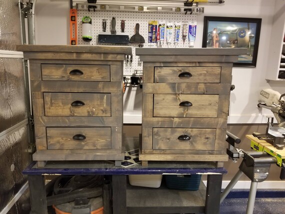 Custom Built Farmhouse Rustic 3 Drawer Night Stand Etsy