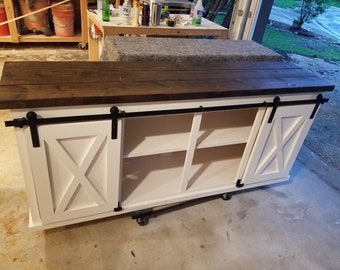 Custom Rustic Sliding Barn Door TV Console