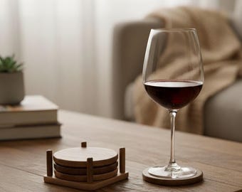 Handmade Walnut Wood Coaster Set – Modern Rustic Drink Coasters