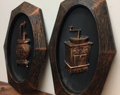 Vintage Dart Industries Wall Decor Set of Two Faux Copper Gallery Wall Art Stove Coffee Grinder