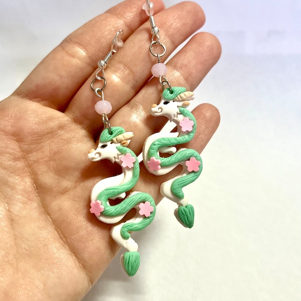 Haku earrings from Spirited Away, Magic Dragon, Ghibli world, kawaii earrings in Japanese style.
