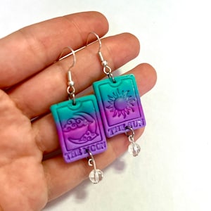 Pendientes sol y luna, tarot, pendientes del sol y la luna, cartas del tarot, pendientes de bruja, pendientes brujil, pendientes místicos