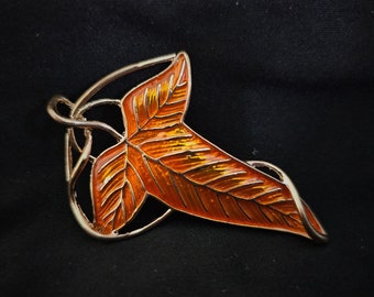 Orange Leaf Brooch I Leaves of Lorien Brooch Elven Pin Wedding Gifts