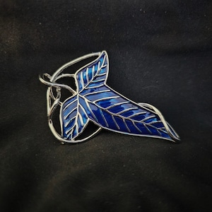 Blue Leaf Brooch I Leaves of Lorien Brooch Elven Pin Wedding Gifts