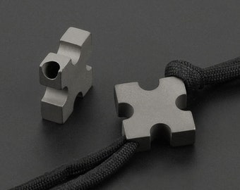 Paracord titanium cross shield beads GrayFlame