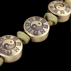 1pcs Chinese Style Taiji DIY Knife Beads Good Luck Pendant Brass Paracord Beads Keychain