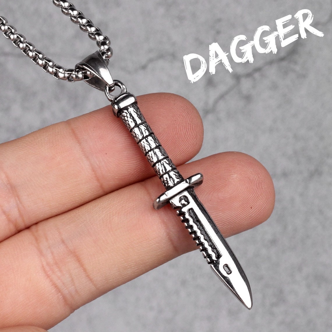 Dagger Knife Mens Long Necklaces Pendants Punk Hip Hop Cool Etsy