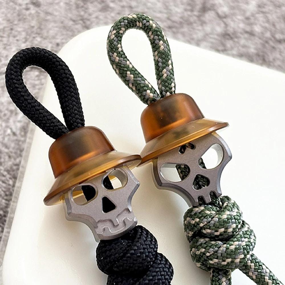 Punk Skull PEI/Titanium Alloy Beads DIY Pendant Paracord Bead Keychain Tool Accessories