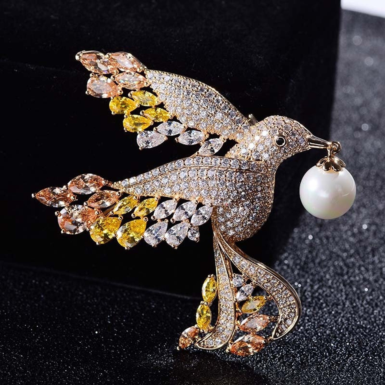 Lovely Bird Brooch AAA Zircon Brooches for Women Men Pins Etsy