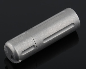 Gift for him Titanium cache Case Waterproof Storage Capsule EDC Keychain Survival Accessories