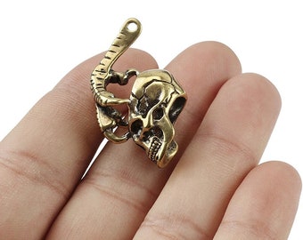 1pcs Brass Skull Knife Beads Punk Paracord Bracelet Accessories Survival DIY Copper Paracord Bead