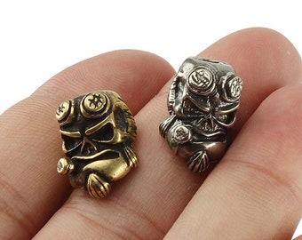 Brass Skull Bead - Punk Paracord Knife Pendant, 6mm Hole