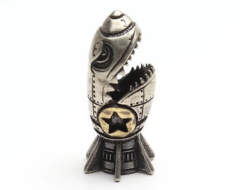 White Brass Bomb Model Shark Knife Beads Lanyard Pendants Key Rings Accessories