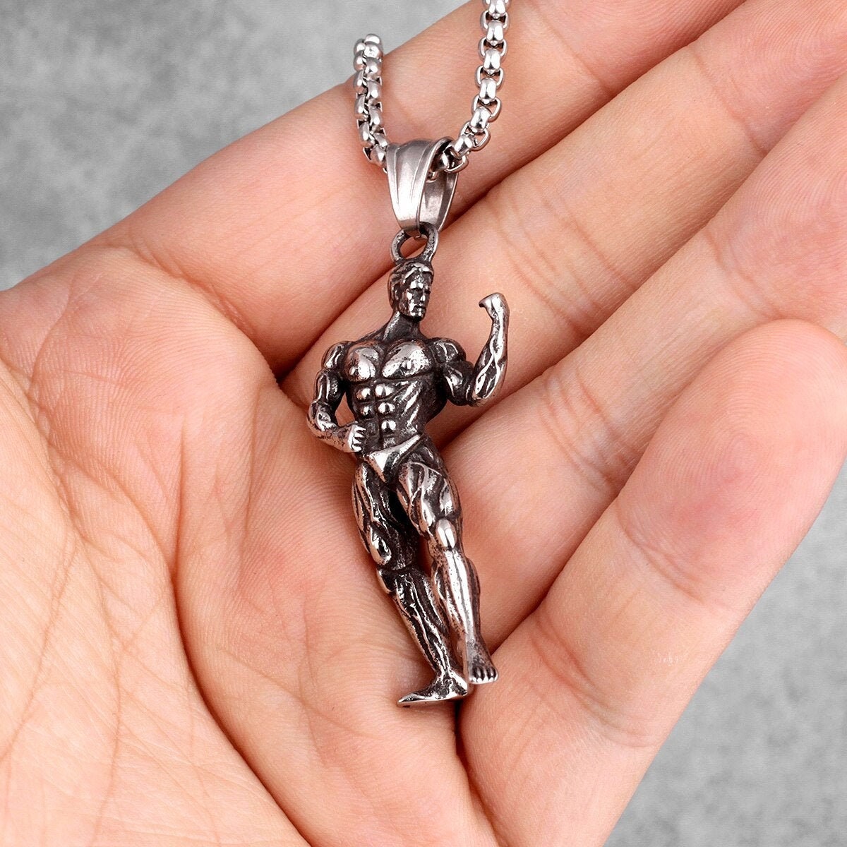 Fitness Bodybuilding Long Men Necklaces Pendants Punk for Etsy
