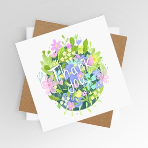 obrigado cartão | Flores florais | Ilustração | Cartão de boas vindas