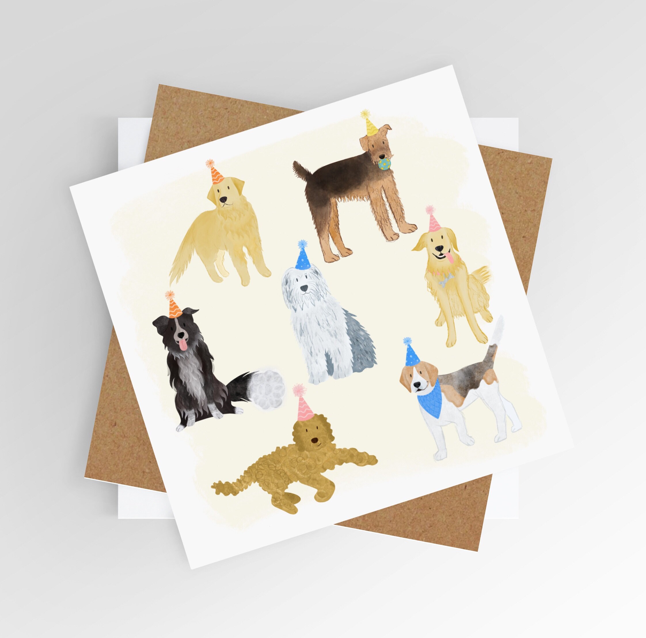 Dog Greetings Card Party Dogs Greetings Card Birthday Etsy