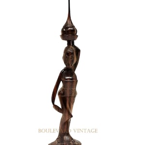 Art Deco Indonesische Balinese kunst Vintage vrouw sculptuur Balinees hout Coromandel Indonesië Carving Balinese vrouw standbeeld houten figuur