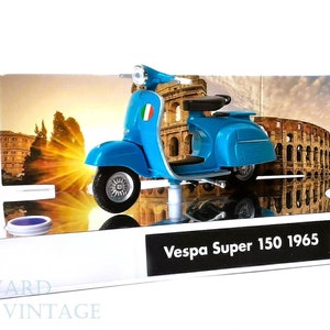 Boîte à musique pour scooter Vespa, démarrage du son du modèle Vespa Super 150 1965, scooter à moteur bleu, cyclomoteur Colisée Italie Vespa