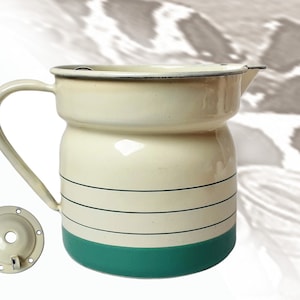 Antique Dutch Milk Cooker Antique Enamel Pitcher Milk Can with Lid Cow Milk Pitcher Enamel Milk Jug Off White Enamel Pitcher Antique Jug
