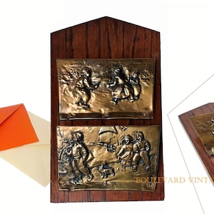 Antique Dutch Brass Wooden Letter Rack Antique Mail Holder Antique Letter Rack Dutch Handmade Letter Rack Vintage Letter Holder
