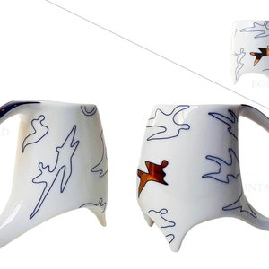 Delft Mugs Post Modernism Design Mug Delft Blue Fabric Blue and White Mugs Vintage Delft Tea Cup Delft Blue Mug Design Coffee Cups Delft Tea