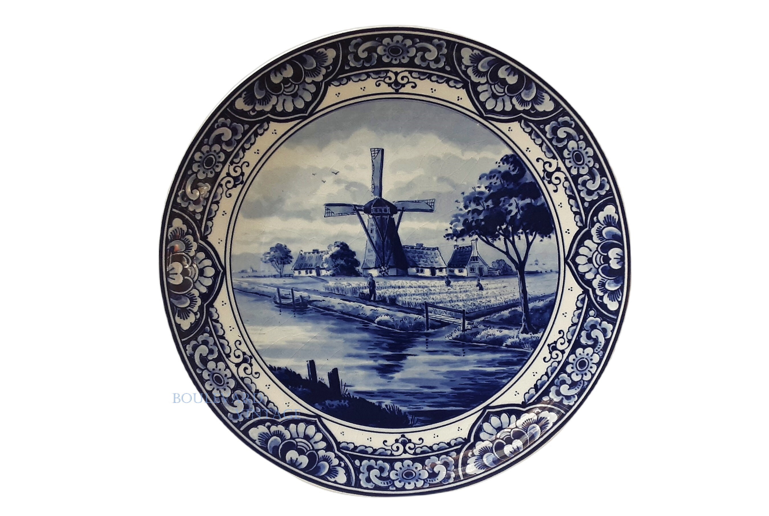 Antique Delft Blue Plate Delft Windmill Delft Wall Plate Delft Etsy