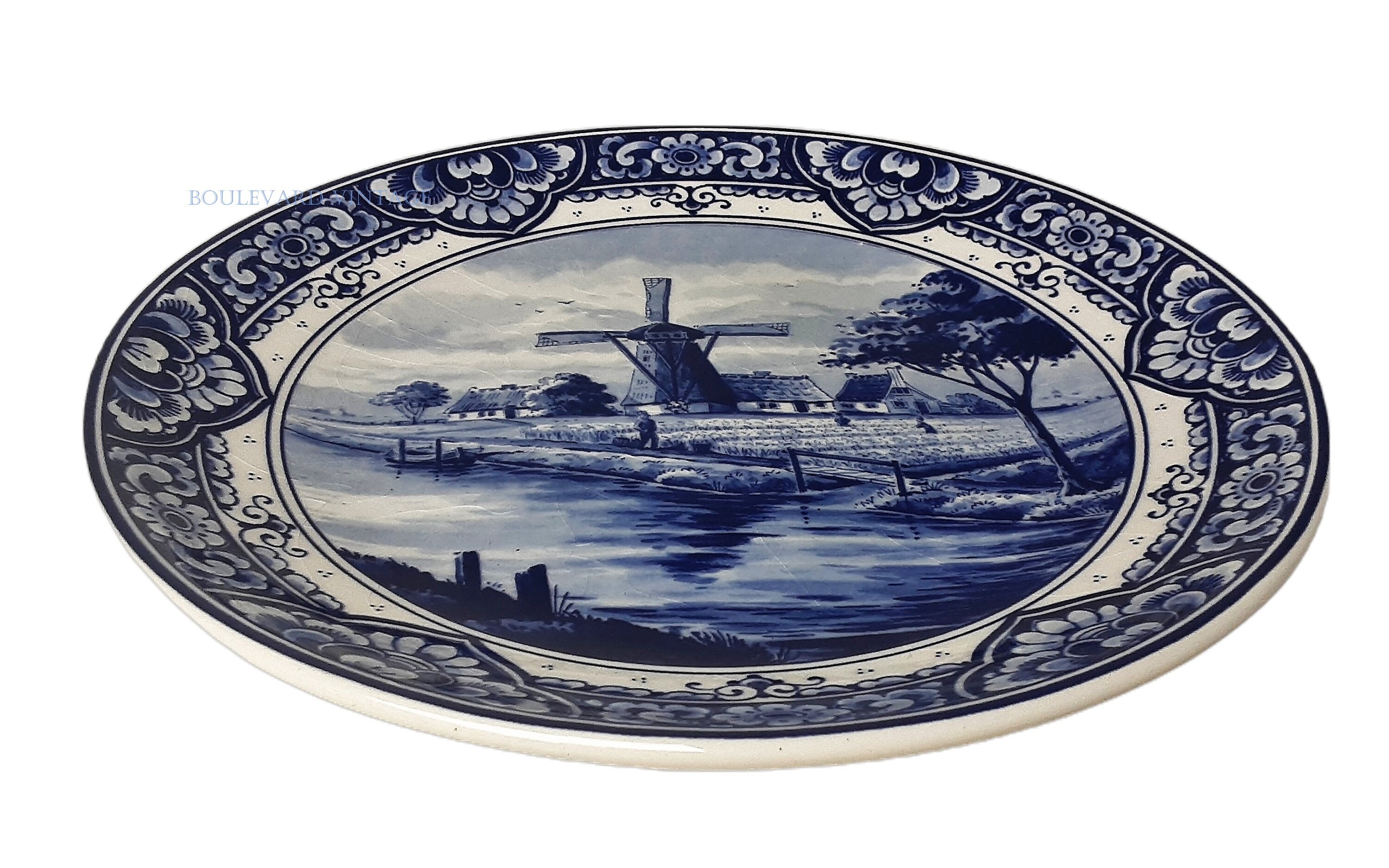 Antique Delft Blue Plate Delft Windmill Delft Wall Plate Delft Etsy